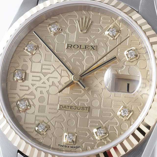 ロレックスデイトジャスト10p 16233G 16233G シャンパン ROLEX（ロレックス）デイトジャスト 10Pダイヤ 中古