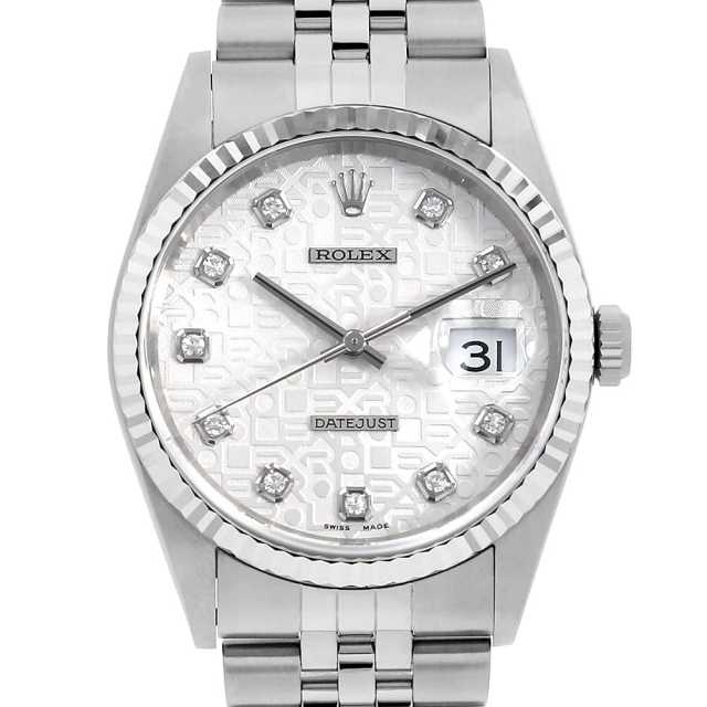 16234G シルバー ROLEX（ロレックス）デイトジャスト 10Pダイヤ 中古 
