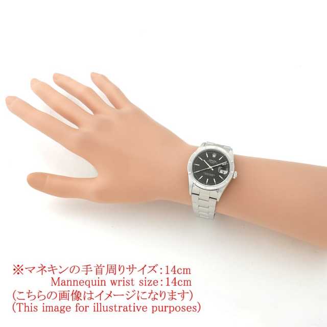 ロレックス オイスターパーペチュアル デイト 15210 ブラック バー P番 メンズ 中古 腕時計 15210 ブラック ROLEX（ロレックス）オイスターパーペチュアル デイト