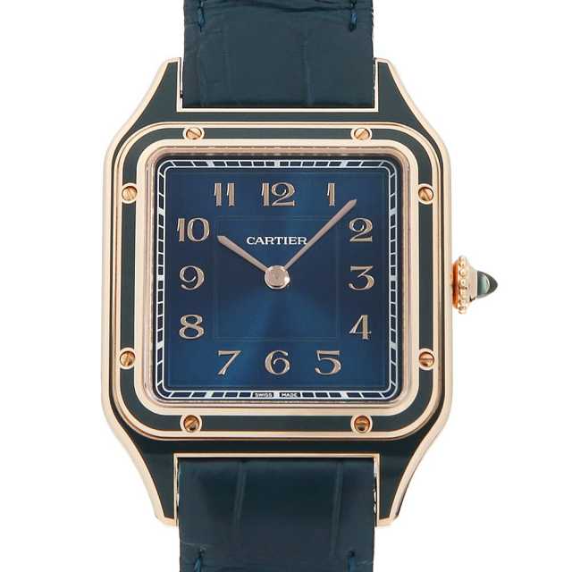 Cartier スクエア型時計サントスデュモンＬМ シルバー/ブラック Cartier - Cartier スクエア型時計サントスデュモンLМ シルバー