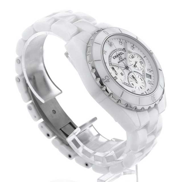 H2009 ホワイト CHANEL（シャネル）J12 クロノグラフ 9Pダイヤ 中古  