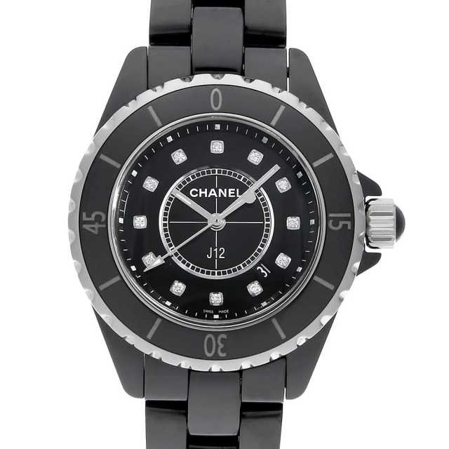 アリスです。完品CHANEL時計 J12 12Pブラック H1625 H1625 ブラック CHANEL（シャネル）J12 黒セラミック 12Pダイヤ 中古