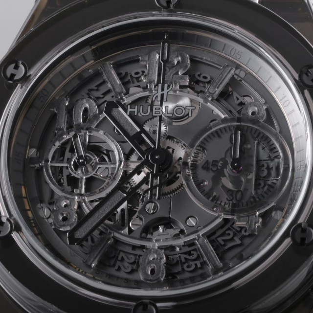 【良品】 HUBLOT ウブロ  ビッグバン ウニコ純正レザーベルト ブラック 中古)HUBLOT ウブロ ビッグバン ウニコ 42mm 441.CI.1170.RX