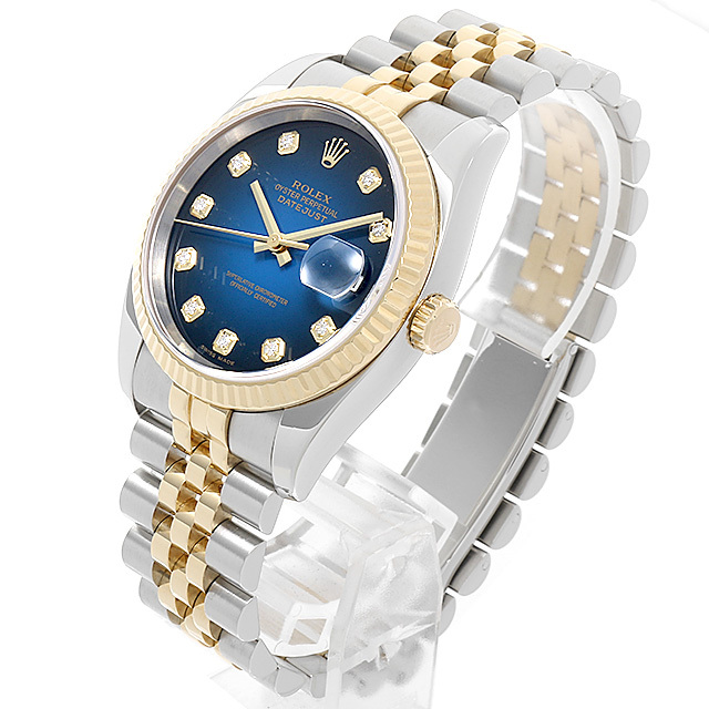 ロレックス　デイトジャスト　ROLEX　ブルーグラデーション　10Pダイヤモンド ロレックス デイトジャスト・メンズ 16234G ブルー