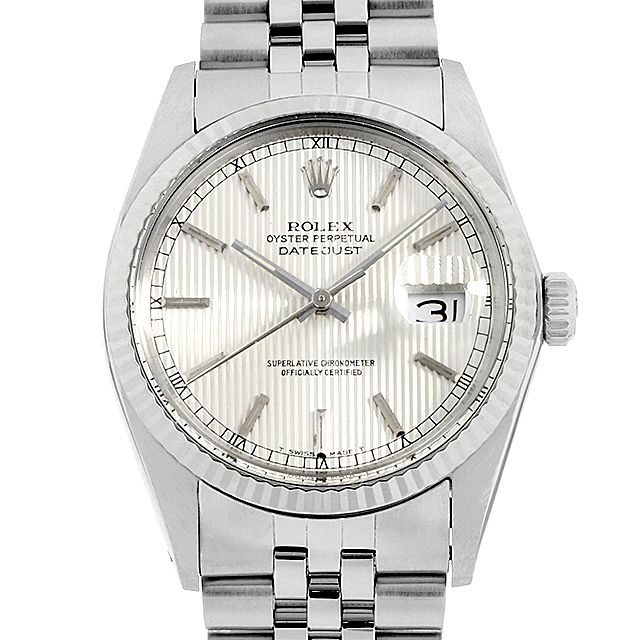16014 ROLEX（ロレックス） デイトジャスト シルバータペストリー/バー  
