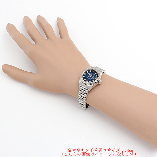 ロレックス デイトジャスト 10Pダイヤ 79174G ブルー グラデーション Y番 レディース 中古 腕時計 ロレックス デイトジャスト 79174G Y番 ダイヤ ブルーグラデーション