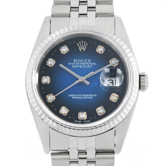 16234G ブルー ROLEX（ロレックス）デイトジャスト 10Pダイヤ 中古 