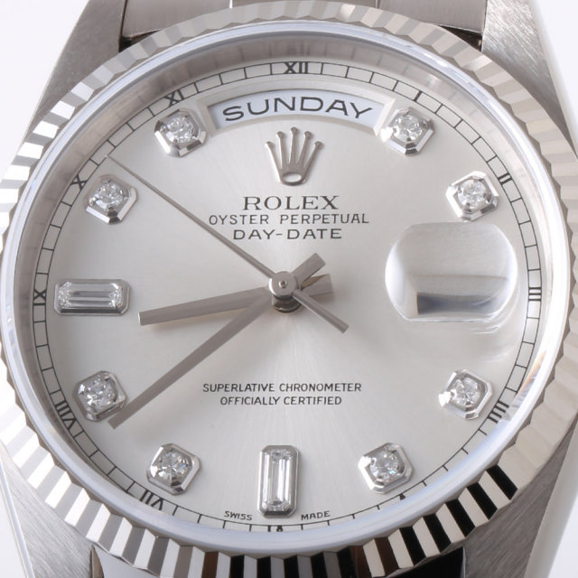 18239A シルバー ROLEX（ロレックス）デイデイト 8Pダイヤ 2Pバゲット  
