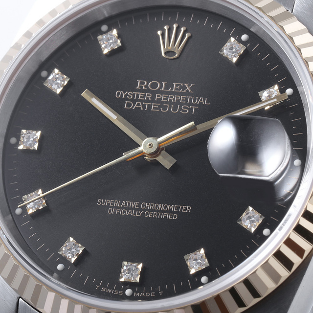16233G ブラック ROLEX（ロレックス）デイトジャスト 10Pダイヤ 中古  