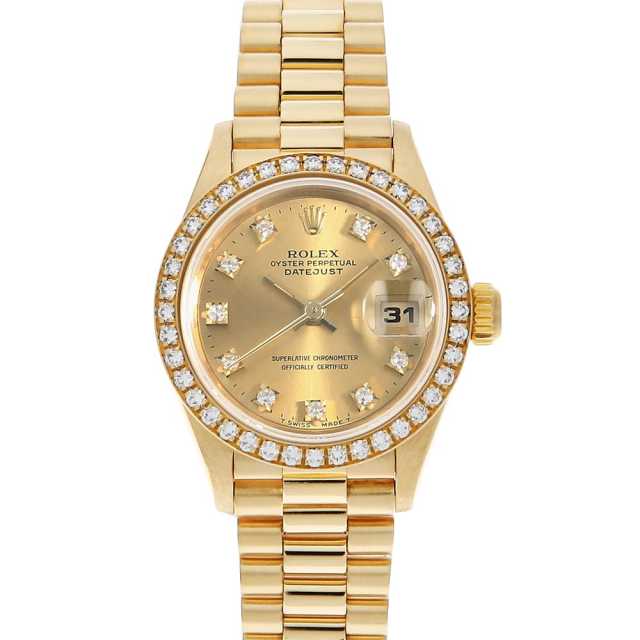 69138G シャンパン ROLEX（ロレックス）デイトジャスト ベゼルダイヤ 
