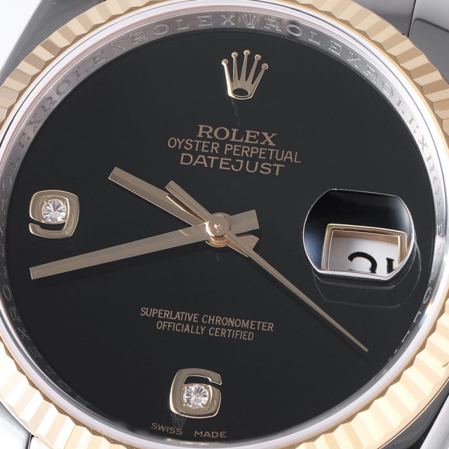 ロレックス ROLEX 鏡 ミラー 革ケース付き 外箱付き 116233 2BR オニキス ROLEX（ロレックス）デイトジャスト 中古