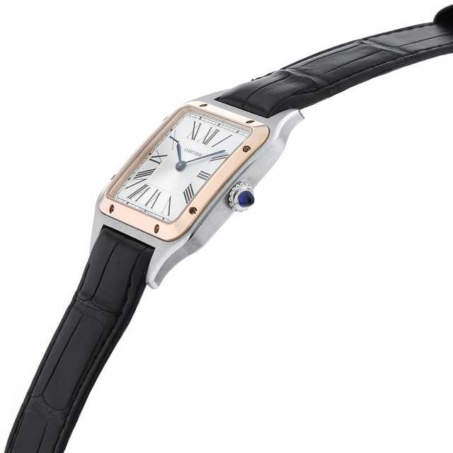 Cartier スクエア型時計サントスデュモンＬМ シルバー/ブラック Cartier スクエア型時計サントスデュモンLМ シルバー/ブラック