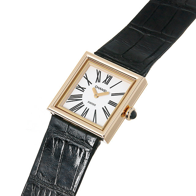 正規品 CHANEL レディース 腕時計 マドモアゼル エナメルブラックベルト CHANEL シャネル レディース腕時計 マドモアゼル QZ シルバー