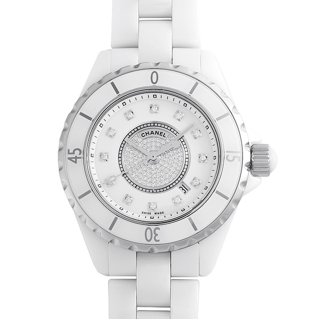 J12 白セラミック センターダイヤ 12Pダイヤ H2123 メイン画像