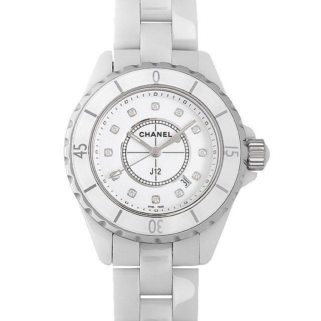 J12 白セラミック 12Pダイヤ H1628 メイン画像