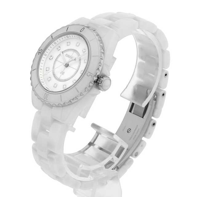 H5704 ホワイトシェル CHANEL（シャネル）J12 白セラミック 12Pダイヤ  