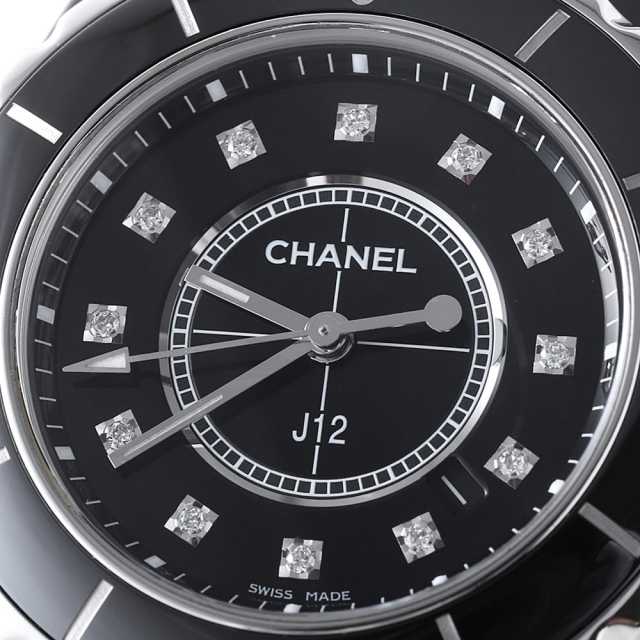H1625 ブラック CHANEL（シャネル）J12 黒セラミック 12Pダイヤ 中古