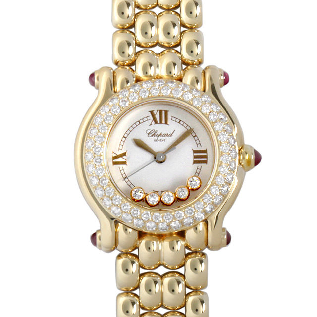 ショパール ハッピースポーツ ベゼル2重ダイヤ 27/6151-21 中古 レディース