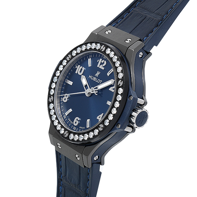 ウブロ　ビッグバン 361.CM.7170.LR.1204 クォーツ ダイヤ時計 新品)HUBLOT ウブロ ビッグバン セラミック ブルー ダイヤモンド 361
