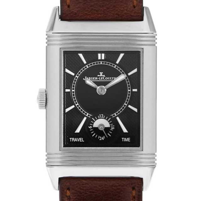 JAEGER-LECOULTRE(ジャガールクルト) 腕時計 レベルソ クラシック ミディアム デュオ Q2458420/213.8.D4 ボーイズ SS/クロコダイルベルト/反転ケース/ギヨシェ 白×シルバー Q2458420(213.8.D4) シルバー JaegerLeCoultre（ジャガールクルト