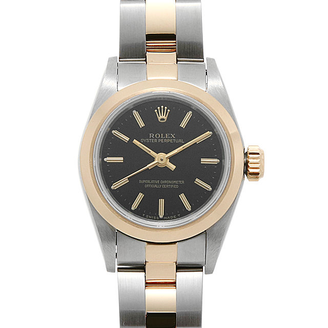 67183 ROLEX（ロレックス） オイスターパーペチュアル ブラック/バー  