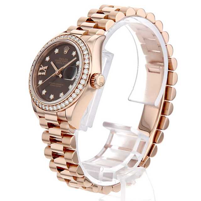 中古 ロレックス ROLEX 279135RBR ランダムシリアル チョコレートブラウン /ダイヤモンド レディース 腕時計 ロレックス レディ デイトジャスト 279135RBR チョコレートブラウン