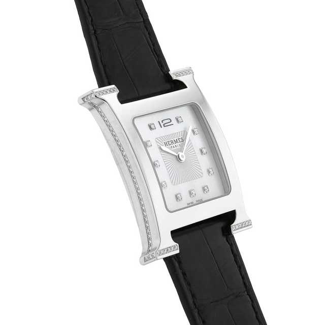 HH1.538 ホワイトシェル HERMES（エルメス）Hウォッチ ラグダイヤ 中古