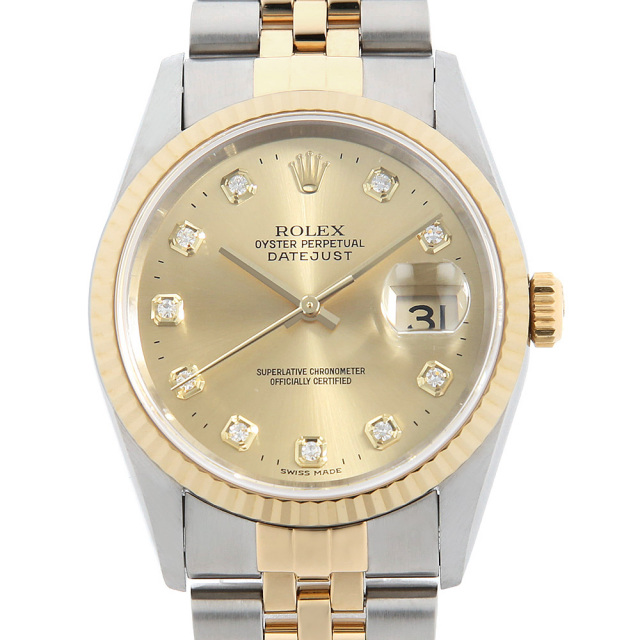 16233G シャンパン ROLEX（ロレックス）デイトジャスト 10Pダイヤ 中古 