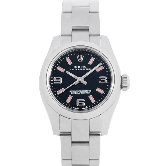 ロレックス オイスターパーペチュアル 176200 ブラック 369ピンクバー ランダム番 中古 レディースΩ