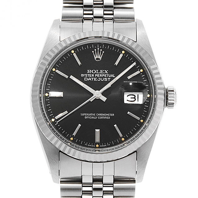 16014 ブラック/バー R番 ROLEX（ロレックス） デイトジャスト 中古  