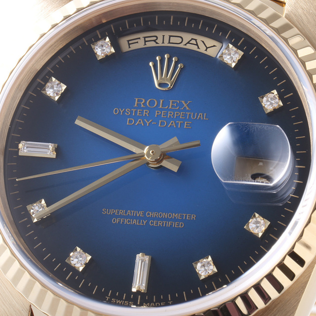 18238A ブルー ROLEX（ロレックス）デイデイト 8Pダイヤ/2P