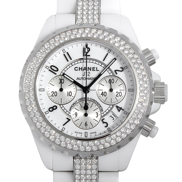 H1707 シャネル(CHANEL) J12 クロノグラフ ベゼルブレスダイヤ 中古品  