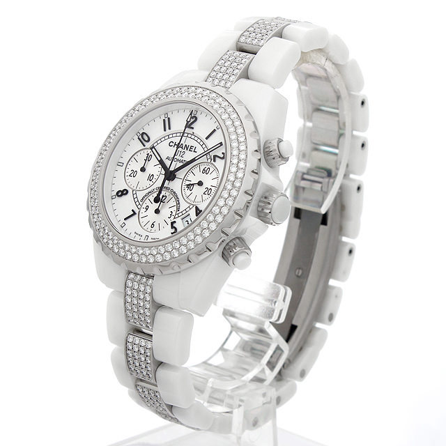 H1707 シャネル(CHANEL) J12 クロノグラフ ベゼルブレスダイヤ 中古品  