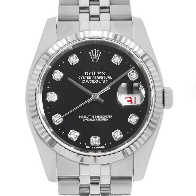 Kyuさまの！ロレックス レディ デイトジャスト　　　文字盤　　　　10Pダイヤ 116234G ブラック ROLEX（ロレックス）デイトジャスト 10Pダイヤ
