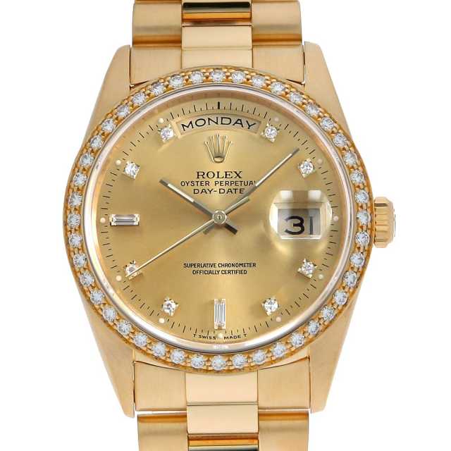 ROLEX ロレックス デイデイト 文字盤 ダイヤインデックス メンズ ロレックス デイデイト 40 18KWG ブラック文字盤・インデックスダイヤ