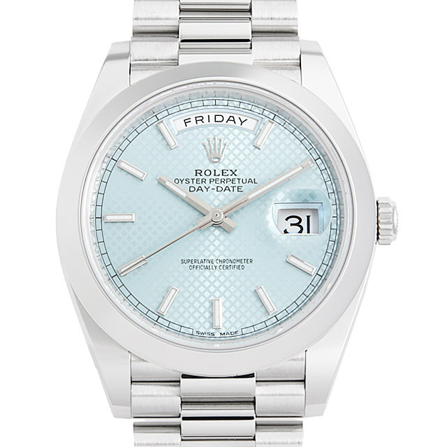 海羽☆イニシャルＩ【グラデーションブラック】10点 ROLEX Day-Date Platinum Ice Blue Ref.228206 Rolex Hands-On