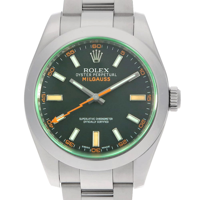 116400GV ブラック ROLEX（ロレックス）ミルガウス グリーンガラス