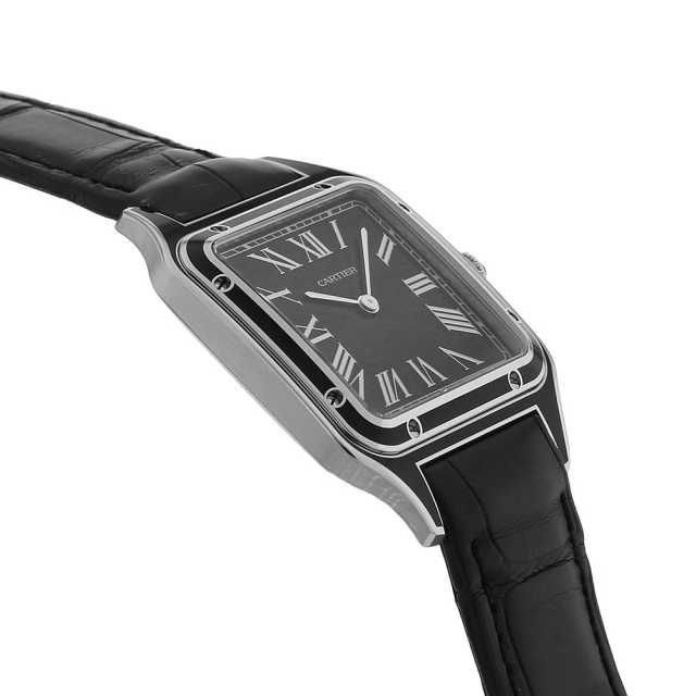 Cartier スクエア型時計サントスデュモンＬМ シルバー/ブラック Cartier スクエア型時計サントスデュモンLМ シルバー/ブラック