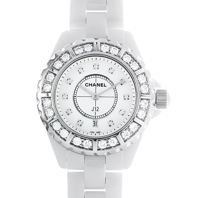 H2429 CHANEL（シャネル） J12 白セラミック 11Pダイヤ ベゼルダイヤ  