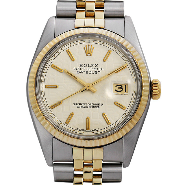 ロレックス デイトジャスト 16013 アイボリー彫りコンピューター/バー 60番 中古 メンズ