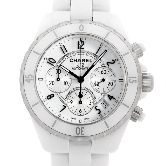 H1007 ホワイト CHANEL（シャネル）J12 クロノグラフ 白セラミック  