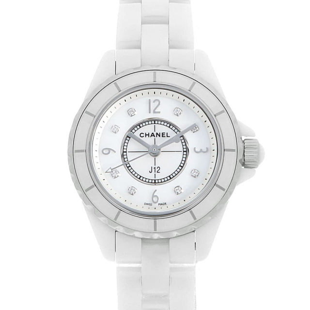 H2570 ホワイトシェル CHANEL（シャネル）J12 白セラミック 8Pダイヤ  