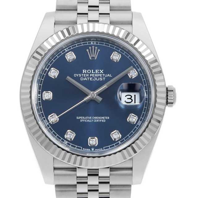 126334G ブルー ROLEX（ロレックス）デイトジャスト41 10Pダイヤ 中古  