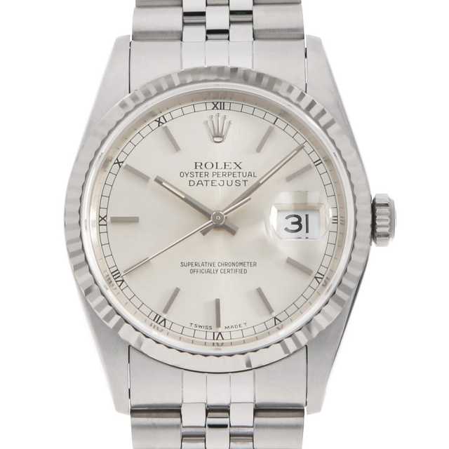 ROLEX Datejust 16234 Silver Bar W Used Men's