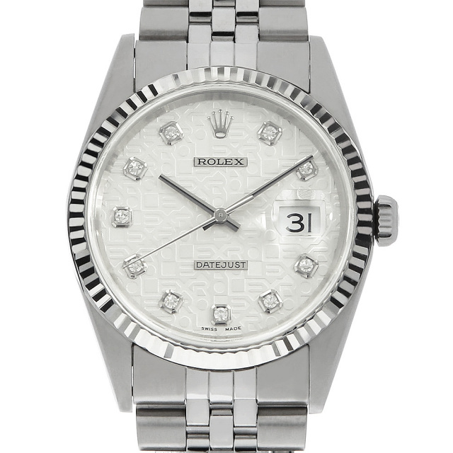 16234G シルバー ROLEX（ロレックス）デイトジャスト 10Pダイヤ 中古 