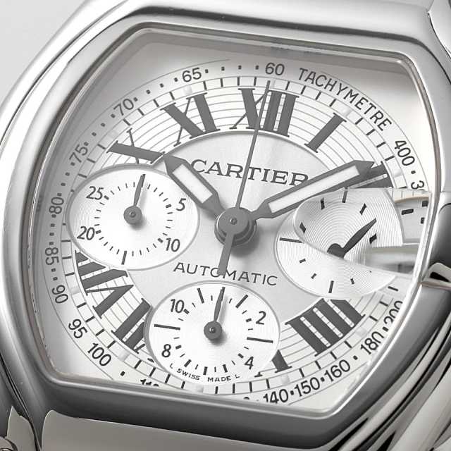カルティエ 時計 ロードスター クロノグラフ 初期型 白文字盤 自動巻き時計 W62006X6 シルバー Cartier（カルティエ）ロードスター クロノ