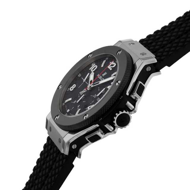 ウブロ HUBLOT ビッグバン ブラックレザー&ラバー ストラップ 中古 ウブロ ビッグバン SS＆CE ブラック ラバーベルト 正規品 - 腕時計専門