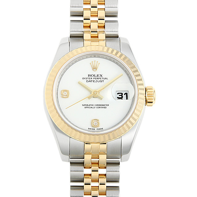 179173 ホワイト 2BR ROLEX（ロレックス） デイトジャスト 2Pダイヤ  