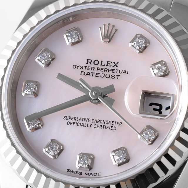 ロレックス　デイトジャストレディース　ピンクシェル　10Pダイヤ文字盤 ROLEX ロレックス デイトジャスト26 179174NG/M番 ピンクシェル