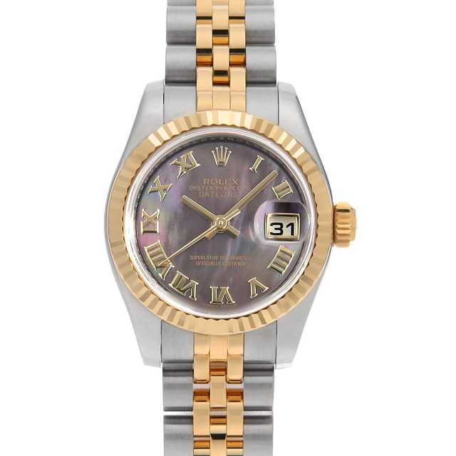 Rolex Datejust 179173NR Black Shell Rome Random Number Used Women's